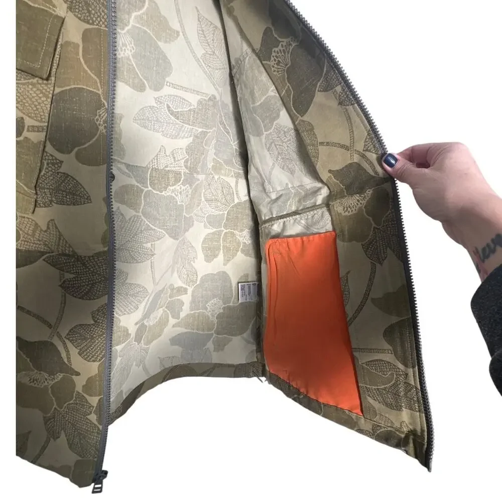 Sun + Stone Mens Camo Green Leaf Print Full Zip Hooded Windbreaker Size L NWT - Picture 10 of 14